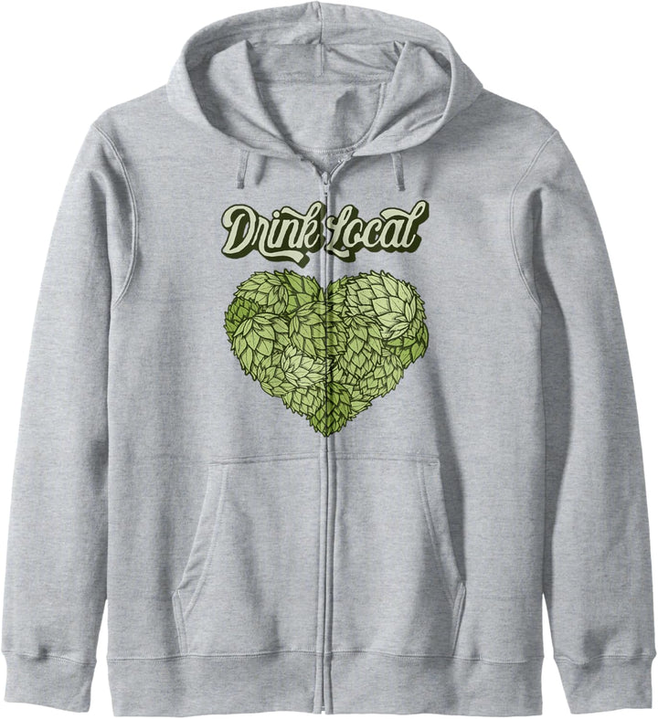 Drink Local! Hoppy Beer Lover Hops Heart Graphic Kapuzenjacke