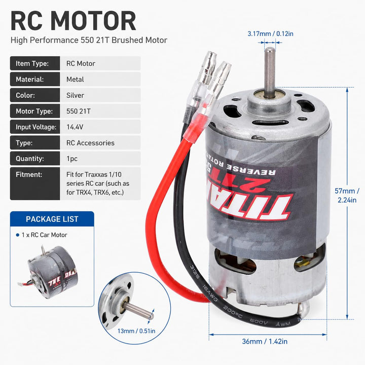 Professionelles 21T 550 Motor RC Ersatzzubehör Geeignet für TRAXXAS 1/10 RC Car