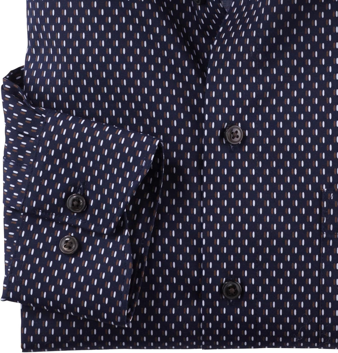 OLYMP Herren Businesshemd Langarm Luxor,Rotationsdruck,modern fit,Global Kent 37 Braun 28, 37 Braun