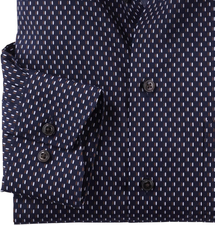 OLYMP Herren Businesshemd Langarm Luxor,Rotationsdruck,modern fit,Global Kent 37 Braun 28, 37 Braun