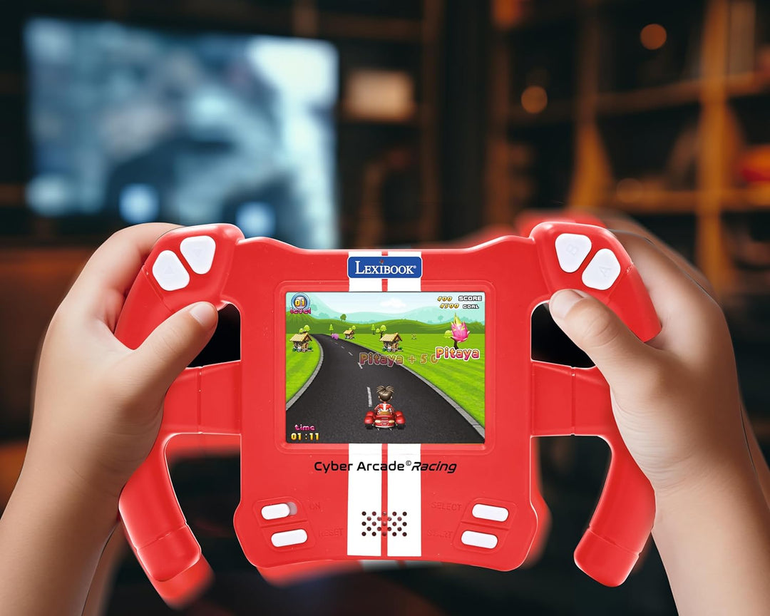 Lexibook, Cyber Arcade Racing, Bewegungsgesteuerte Rennkonsole, 30 Renn-, Action- und Puzzlespiele,