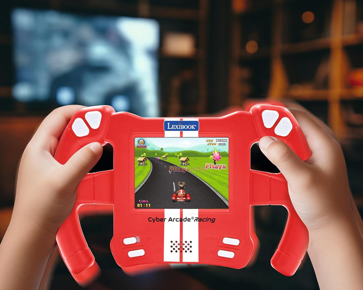 Lexibook, Cyber Arcade Racing, Bewegungsgesteuerte Rennkonsole, 30 Renn-, Action- und Puzzlespiele,