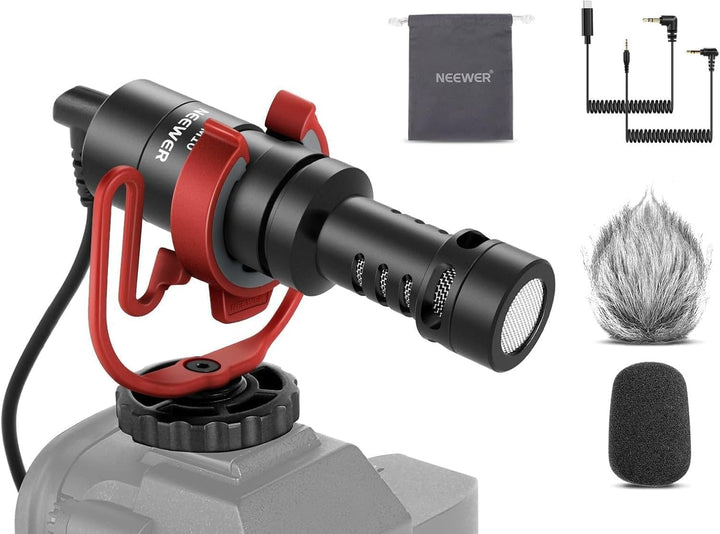 NEEWER Plug & Play Vlog Mikrofon 20–20kHz Mini Supernieren Mic mit 3,5mm TRS USB C OTG Kabel Stossha