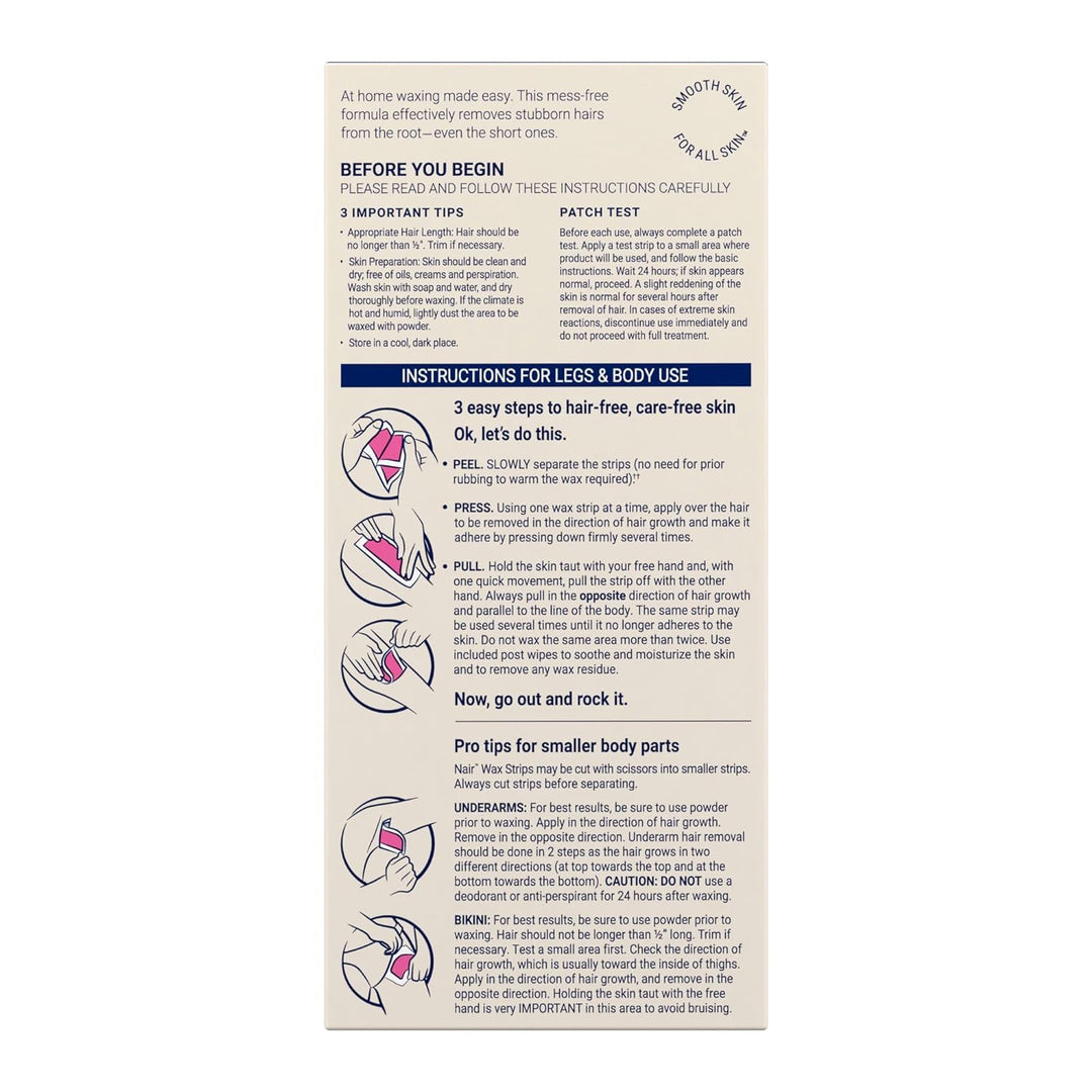 Nair Hair Remover Wax Ready- Strips 40 Count Legs/Body by Nair