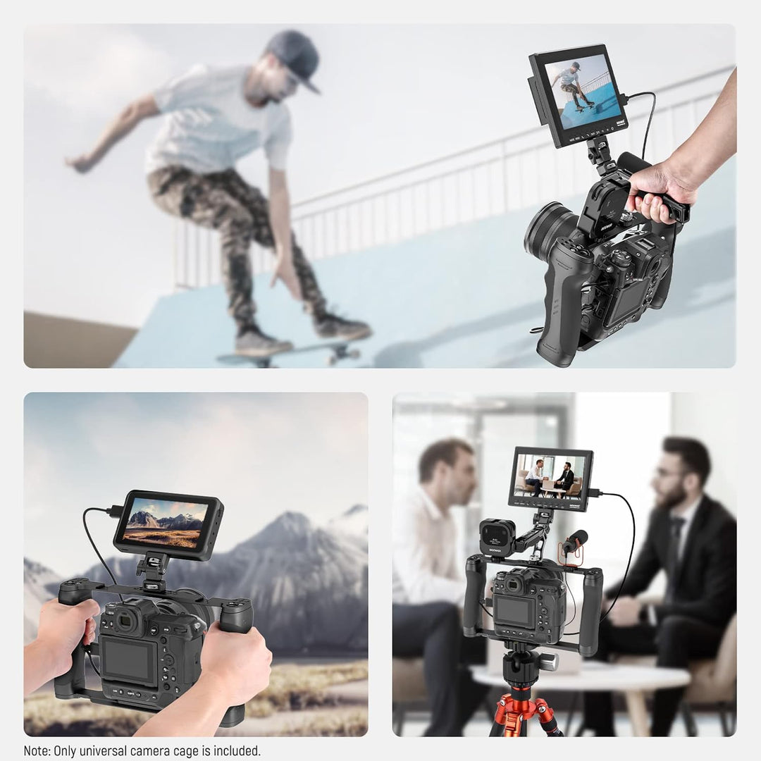 NEEWER Videokamera Käfig Rig mit Arca Basis, Doppelgriffen, 3/8" ARRI Aufnahme & 1/4" Gewinde, Cold