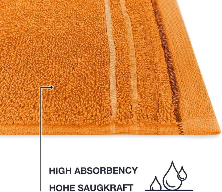 WohnDirect Duschtuch Set 2 teilig - 2 Badetücher (70x140) - Frottee 100% Baumwolle - Orange 2 Badetü