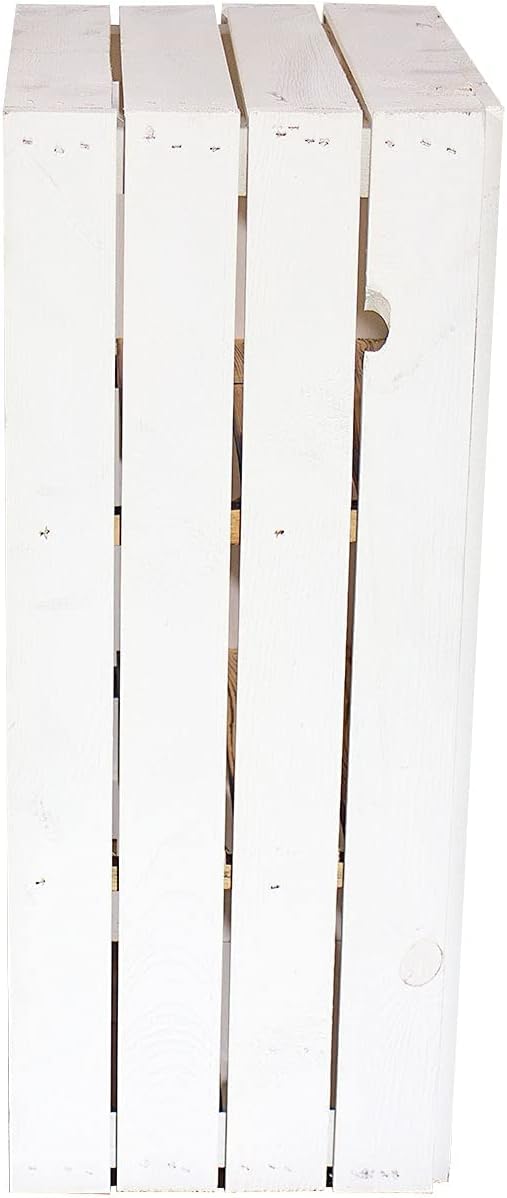 Weisse Holzkiste mit 2 geflammten Mittelbrettern 68cm x 40cm x 31cm Zwischenbretter flambiert Obstki