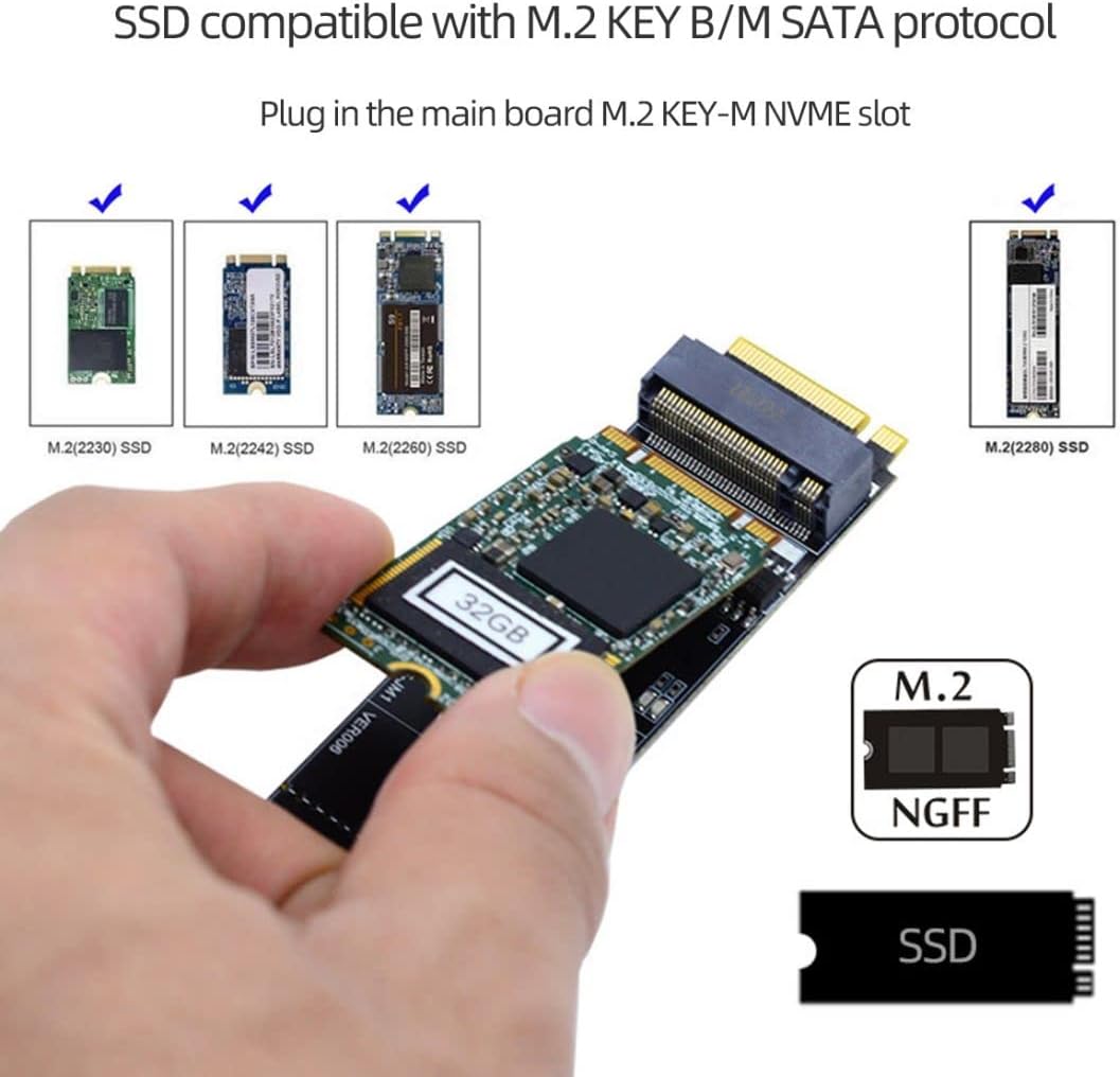 chenyang M.2 SSD SATA NGFF B+M Key auf NVME M-Key Erweiterungskarten Konverteradapter JMB582 Chipsat