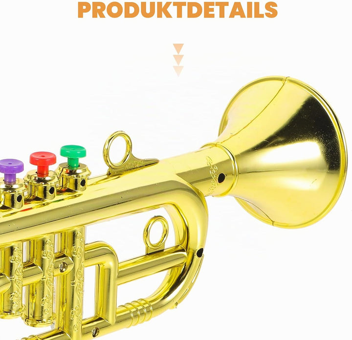 HEMOTON Trompete für Kinder, Blasinstrument, Metall, Kupferinstrument, Lernspielzeug Goldfarben 33.5