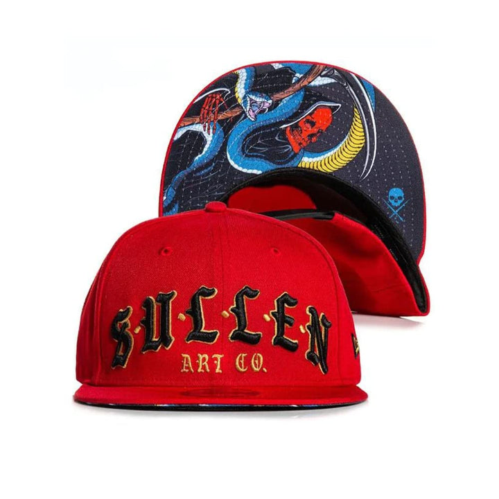 Sullen Men's New Era Snake Reaper Snapback Hat Red