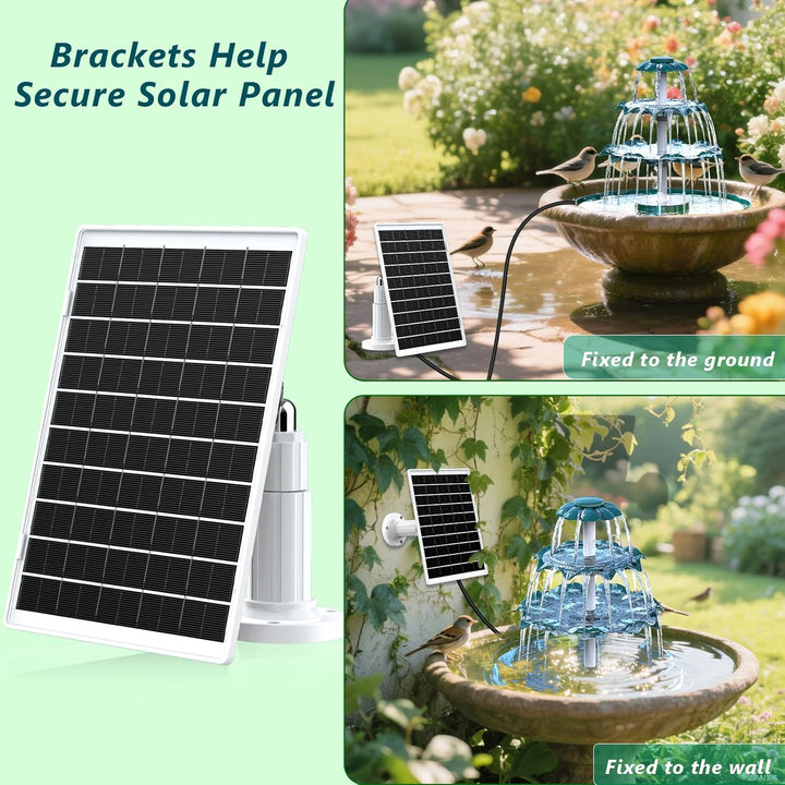 AISITIN DIY Brunnen,Vogeltränke Sets mit 6,5W Solar Springbrunnen, 3 Stufige Vogelfütterer für Draus