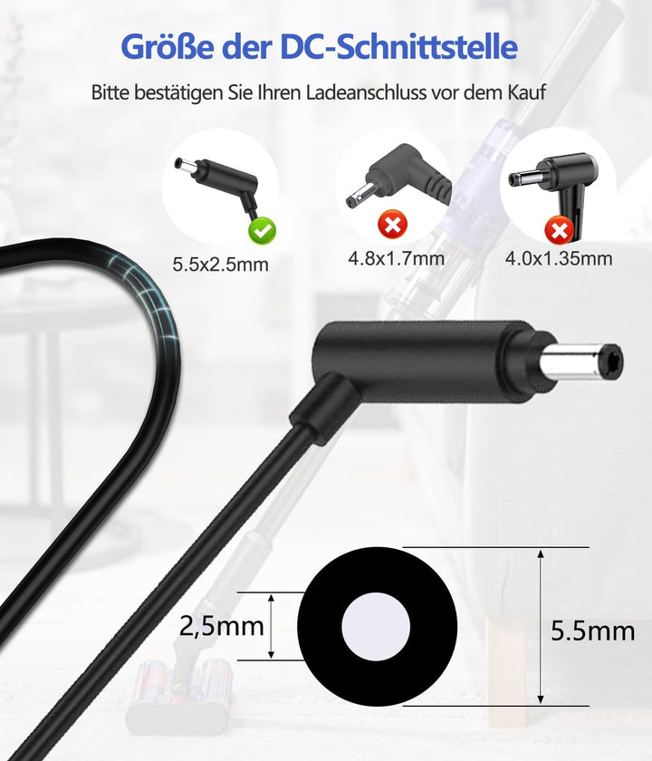Ladekabel Dyson V8 Ladegerät 26.1V Netzteil für Dyson V8 V7 V6 DC58 DC59 DC60 DC61 DC72 SV03 SV04 SV