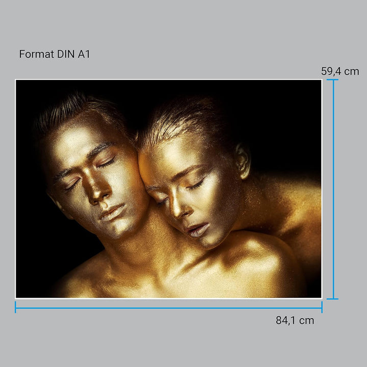 wandmotiv24 Poster als Wanddeko, Grösse Din A1, Gold Collection, sinnliches Paar in Gold, Models, Gl