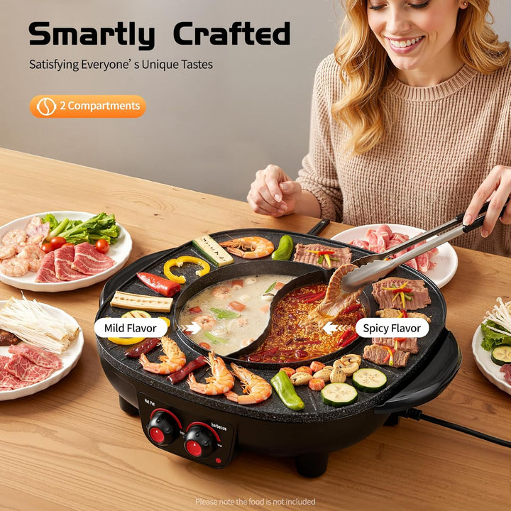 2 in 1 Hot Pot Küche Multifunktions BBQ Elektro Hotpot Ofen Rauchfreie Grillpfanne Grillmaschine Ele