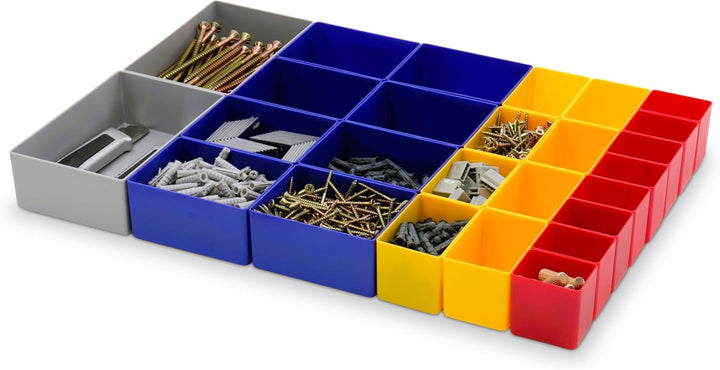 Schubladen Einsatzkasten Mix Set, verschiedene Grössen & Farben, Schubladeneinsätze, Kleinteilesorti