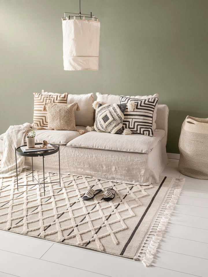 benuta TRENDS Kurzflor Teppich OYO Cream 80x150 cm - Moderner Teppich für Wohnzimmer 80 cm x 150 cm