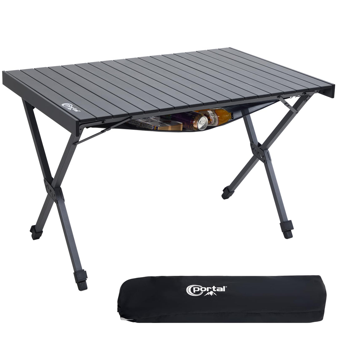 PORTAL Campingtisch faltbar Höhenverstellbar Klapptisch Aluminium 108 x 71cm rollbar Camping Tisch k