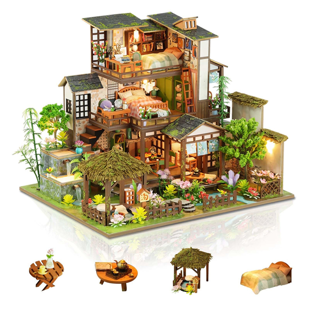 Miniatur Haus Bausatz, Kreatives DIY Puppenhaus aus Holz, Holzpuzzle für Erwachsene &amp; Jugendliche, I