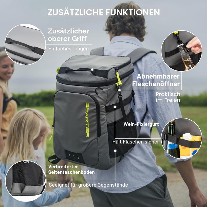 SPARTER Rucksack-Kühler, isoliert, auslaufsicher, 33 Dosen, wasserdicht, leicht, isoliert, Eistruhe,