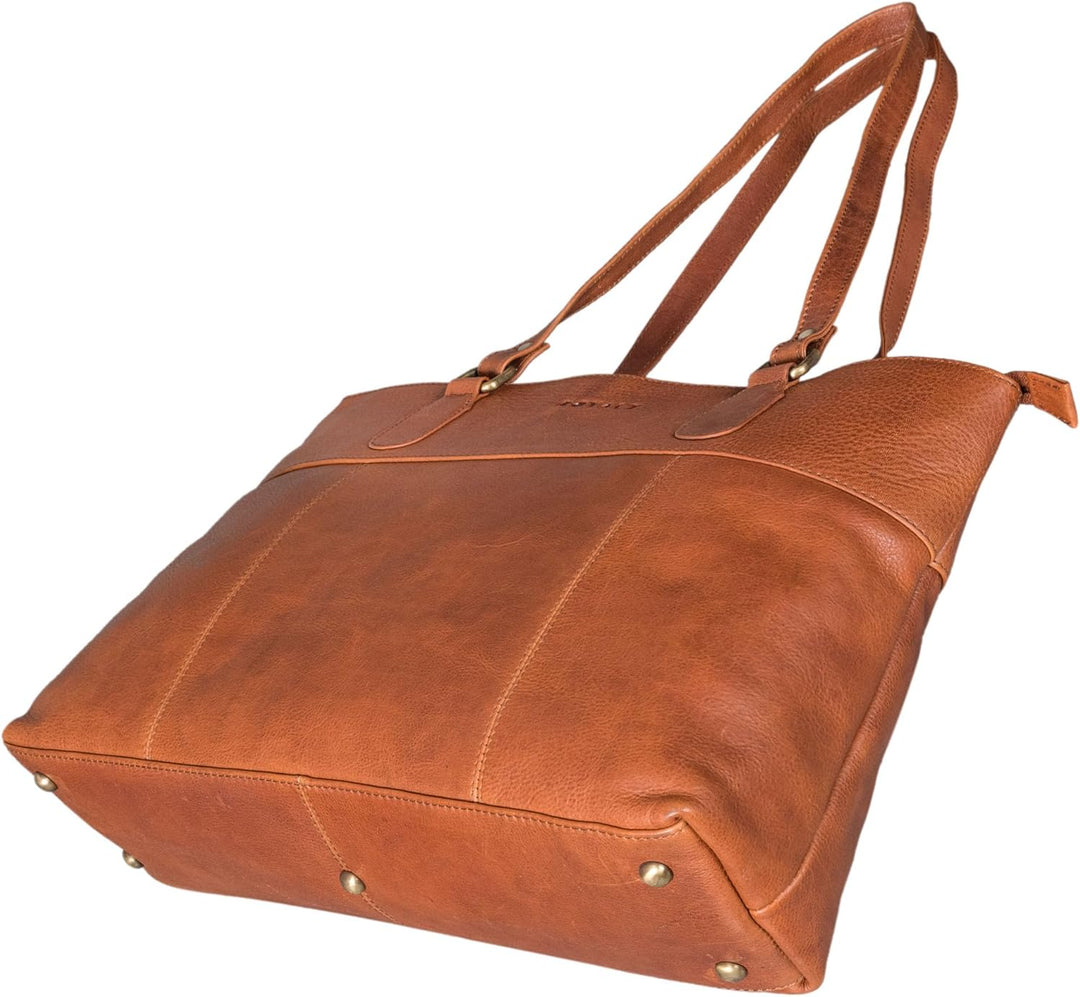 ROYALZ 'Augustine' Vintage Echtleder Handtasche Damen mittelgross Leder Henkeltasche Schultertasche