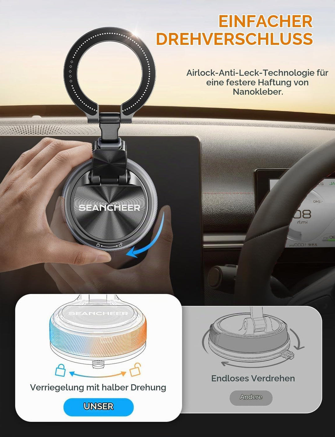 SEANCHEER S-68 Abnehmbare 2-in-1 Handyhalterung Auto für MagSafe