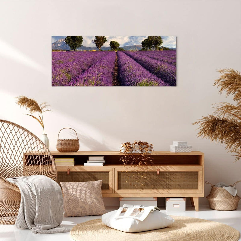 Wandbilder Dekoration Wohnzimmer Landschaft Wiese Pflanzen Panorama Bilder auf Leinwand 120x50cm Lei