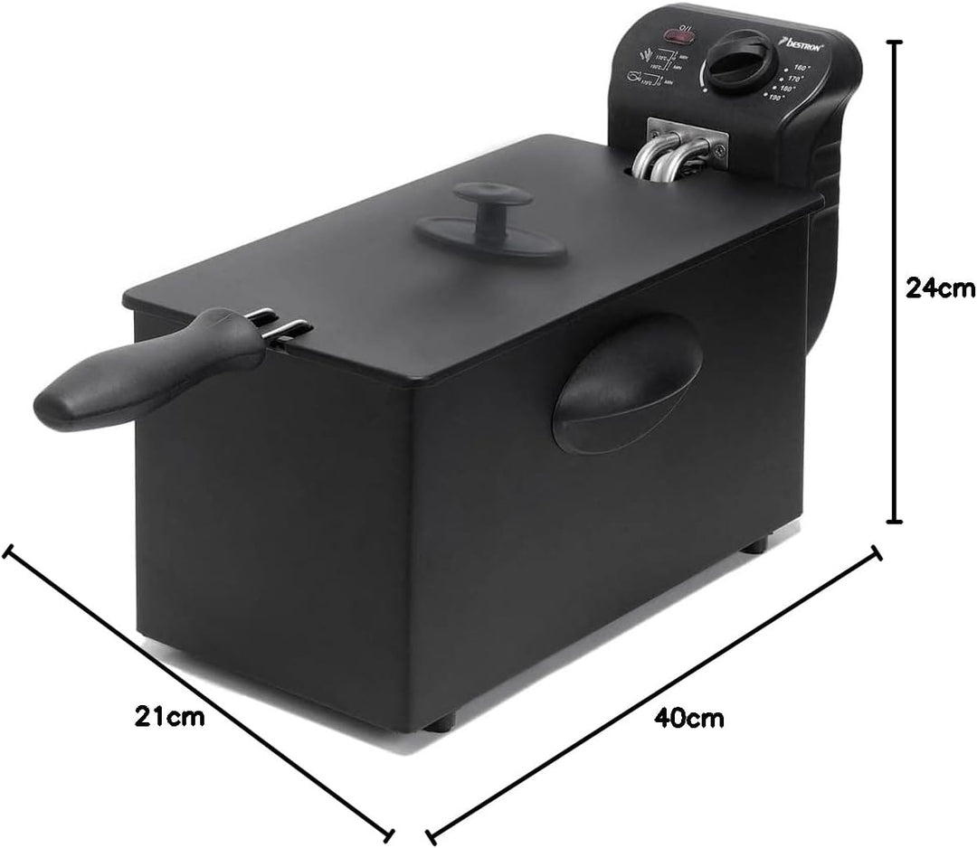 Bestron AF357B Öl-Fritteuse mit Kaltzonentechnologie, 3,5 Liter, 2000 Watt, Farbe:
