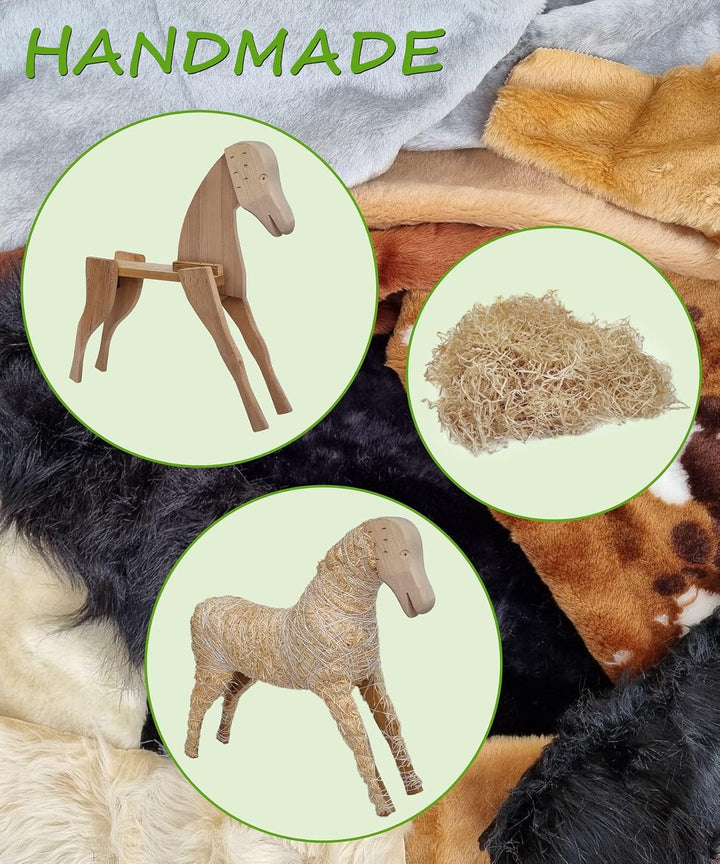 Schaukelpferd braun gescheckt Plüschpferd mit Langer Mähne Creme hell 96-118