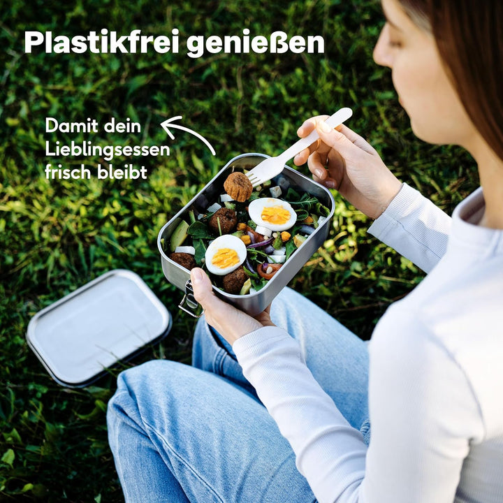SILBERTHAL Brotdose Edelstahl mit Fächern – Grosse Lunchbox 1400ml für Erwachsene – Auslaufsicher –