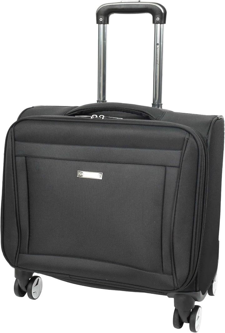 House Of Leather Business Organizer Büro Reise Pilotenkoffer 4 Rollen Trolley Kabinentasche Schwarz