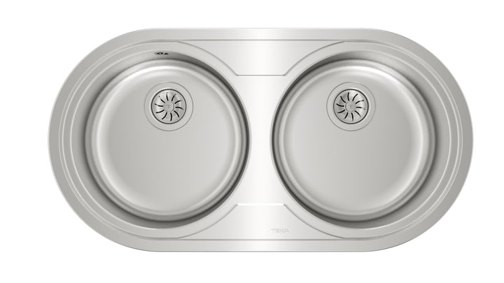 DUETTA 2C Fregadero inox 2 cubetas redondas, 150mm, Mueble 90