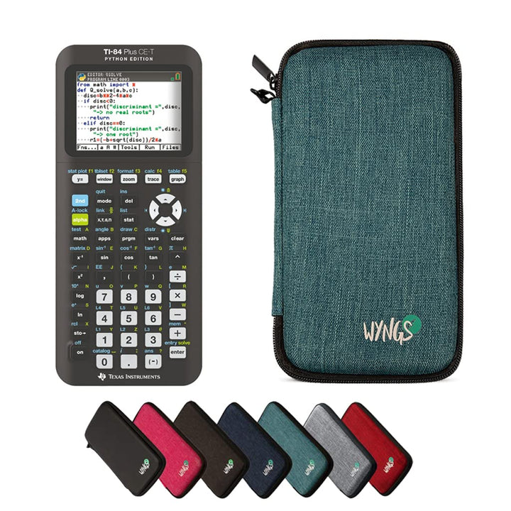 CALCUSO Sparpaket: TI 84 Plus CE-T Python Edition Grafikrechner + WYNGS Schutztasche türkis + Erweit
