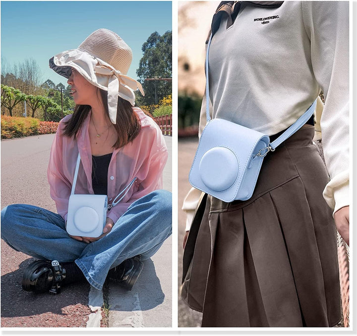 MUZIRI KINOKOO Tasche für Instax Mini 12/Fuji Mini 12 Sofortbildkamera, PU Leder Schutzhülle für Ins