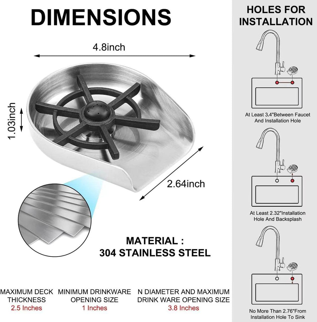 Glasspüler Waschbecken - Edelstahl Flaschenspüler Flaschen Reinigung Cup Washer, Gläserspülgerät Bie