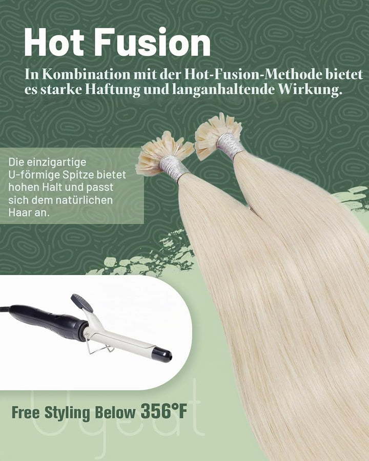 Ugeat U Tip Extensions Echthaar Bondings 50cm Platinblond Weich Bonding Extensions Echthaar Blond Ha