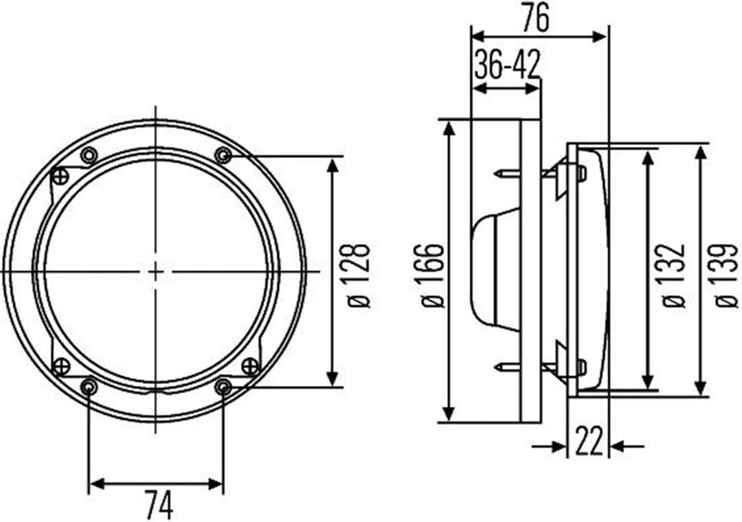 HELLA - Halogen/FF-Hauptscheinwerfer - M133 - 12V - Referenzzahl: 12.5 - Einbau - Stecker: Flachstec
