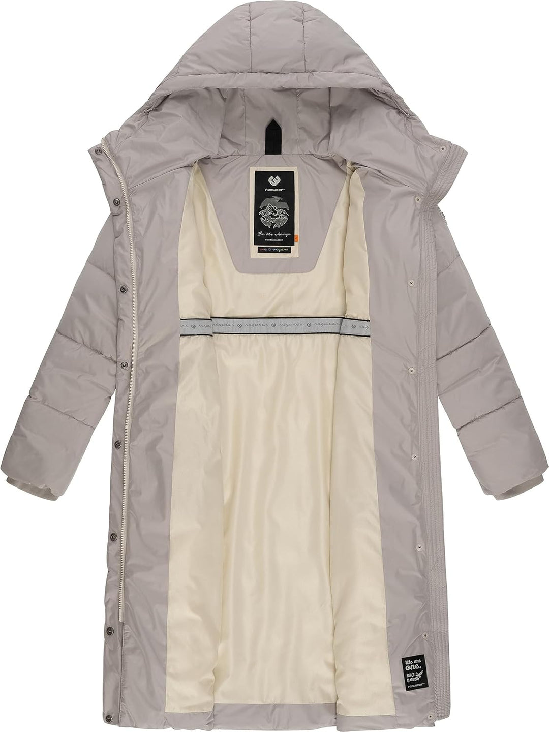 Ragwear Damen Winterjacke Langer Regenmantel Steppmantel wasserdicht warm gefüttert mit Kapuze Sumin