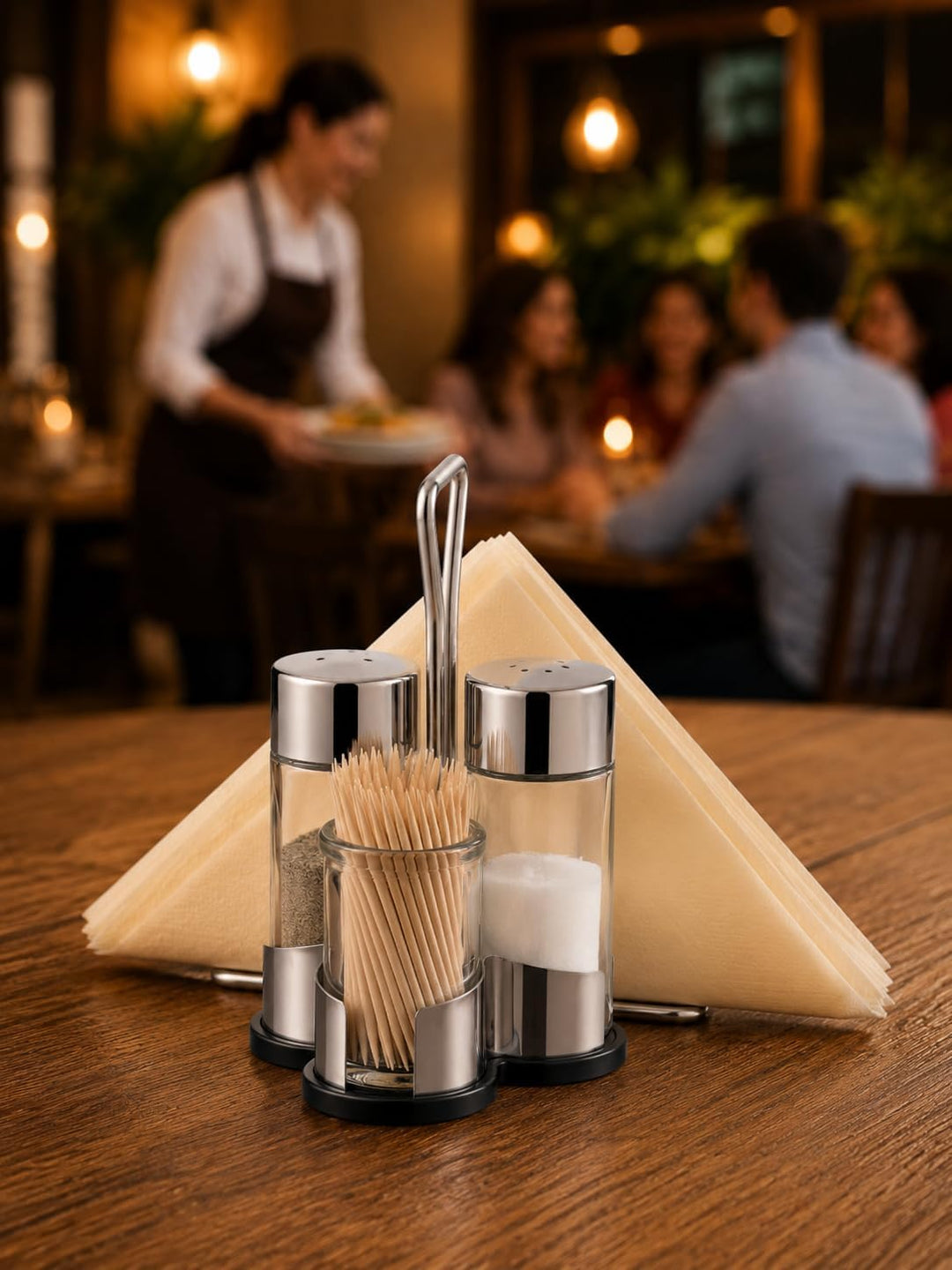 Tescoma Salz-Pfeffer-Zahnstocher-Servietten Set, Menage Set Profi S,P,Z + Servietten, S,P,Z + Servie