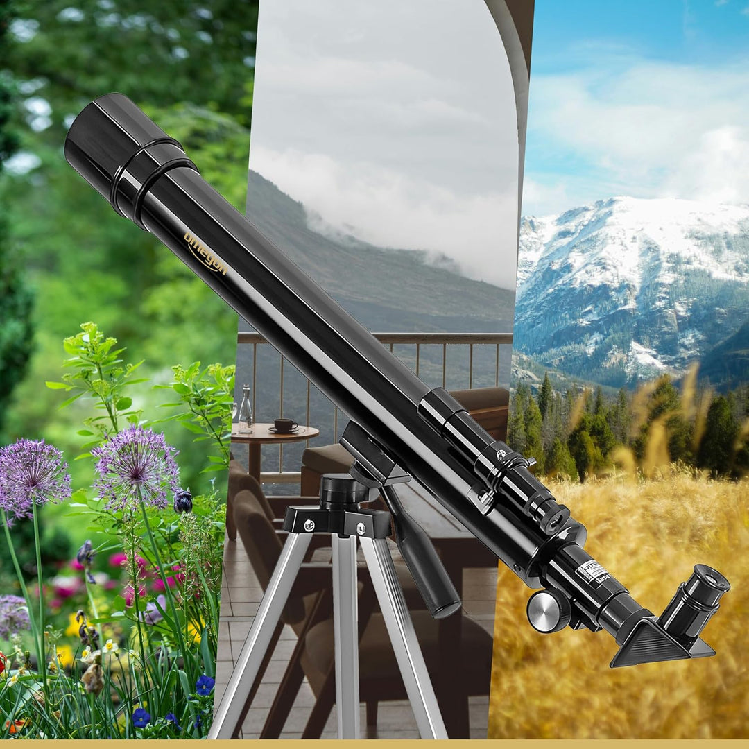 Omegon Teleskop AC 50/600 AZ, Linsenfernrohr mit 50mm Öffnung und 600mm Brennweite