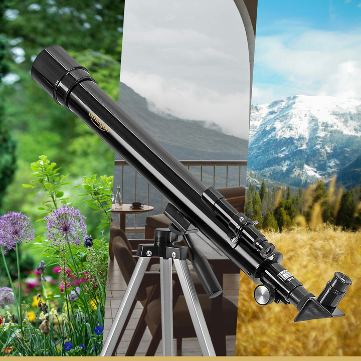 Omegon Teleskop AC 50/600 AZ, Linsenfernrohr mit 50mm Öffnung und 600mm Brennweite