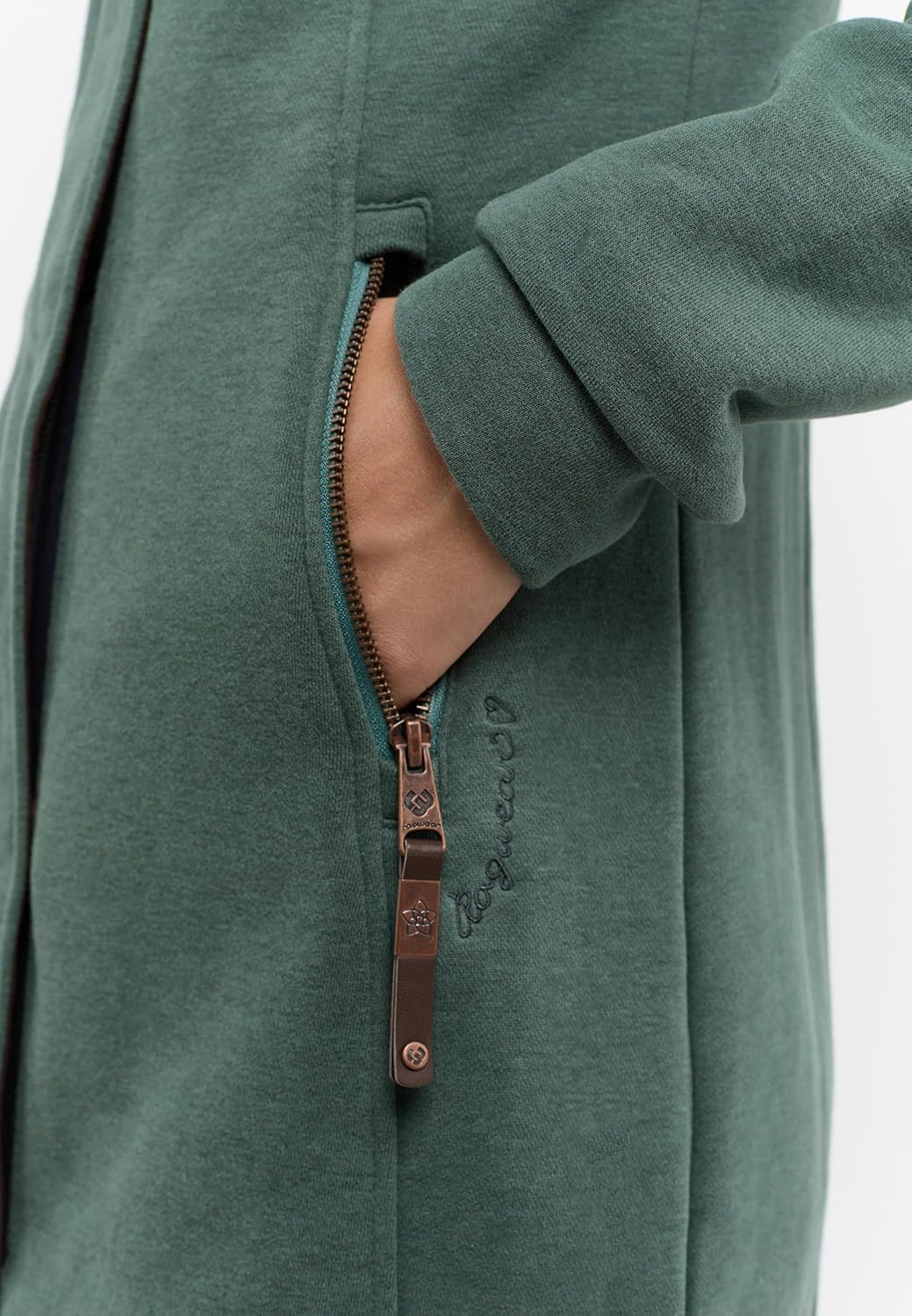 Ragwear LETRICE Damen Frauen Kapuzenjacke,Sweatjacke lang,Übergangs-Parka,Kapuze,Seitentaschen XS Pi