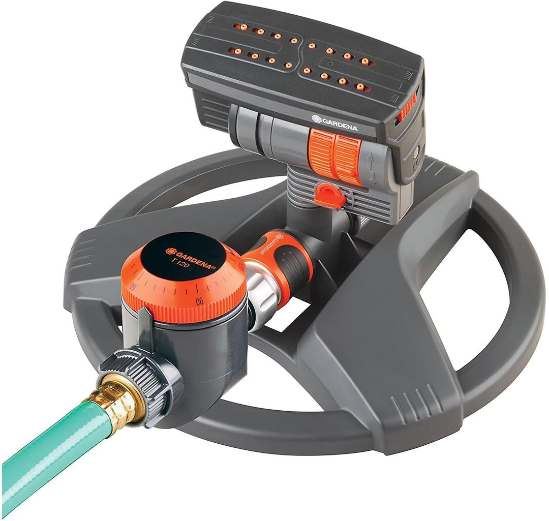 Gardena 6984BZMX ZoomMaxx Sprinkler, auf Schlitten mit Timer 2400 m². FT Mit Schlitten und Timer, 24