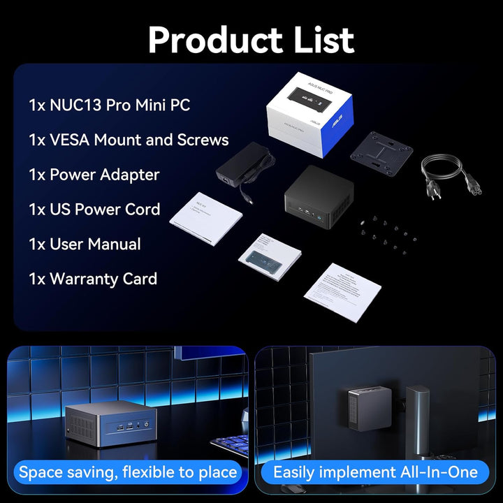 Intel NUC 13 PRO NUC13ANHi5 Arena Canyon, 16 GB RAM 512 GB SSD, Intel Core i5-1340P, Win 11 Pro Mini