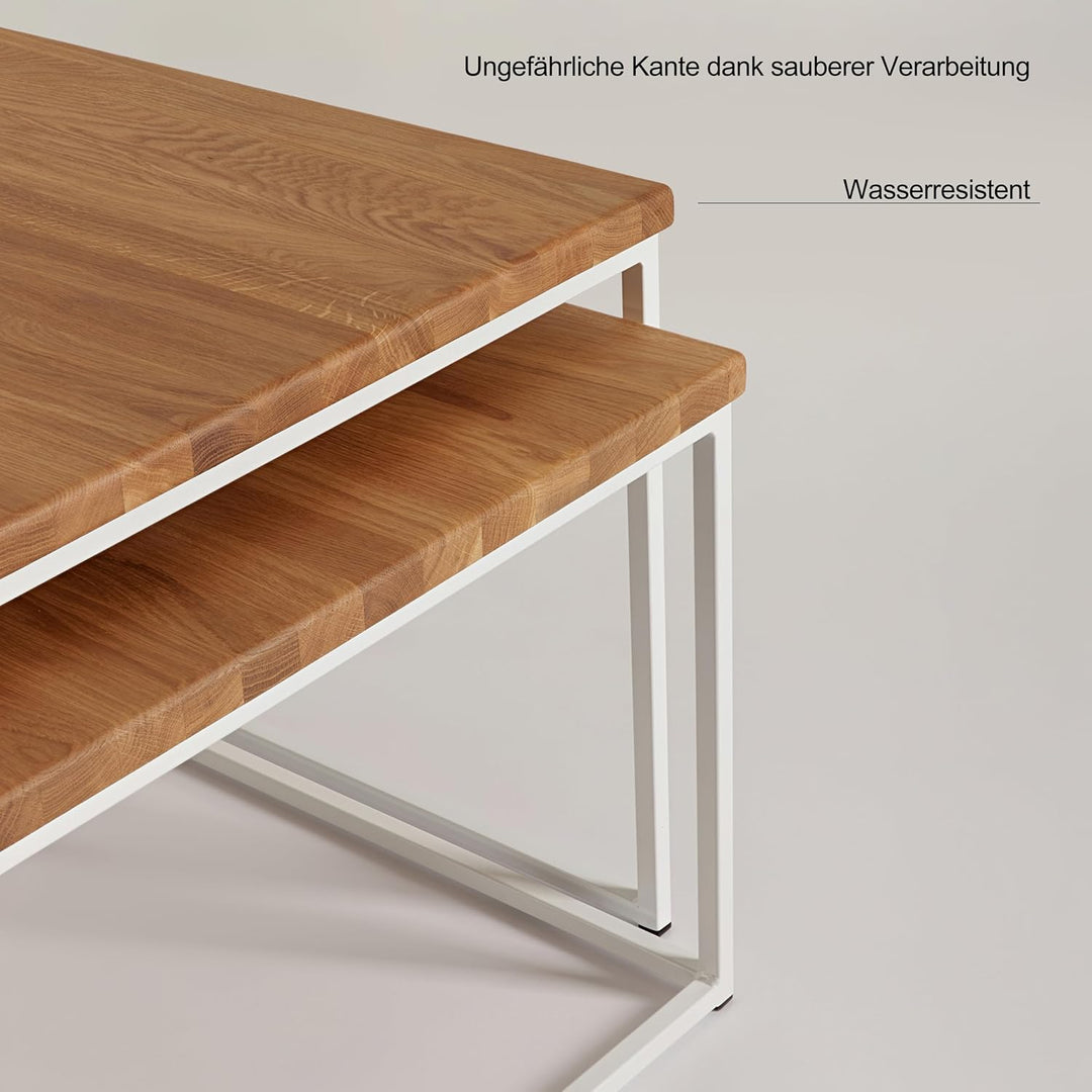 Original BestLoft® 2er-Set Couchtisch Twinsburg (MWH) edle Eiche Industriedesign Eiche Natur + Geste