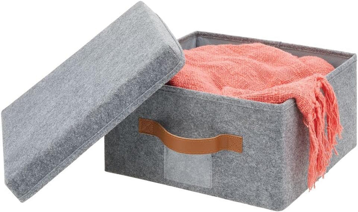 mDesign 2er-Set Aufbewahrungsbox für den Schrank, das Schlafzimmer usw. – grosse Ordnungsbox mit Dec