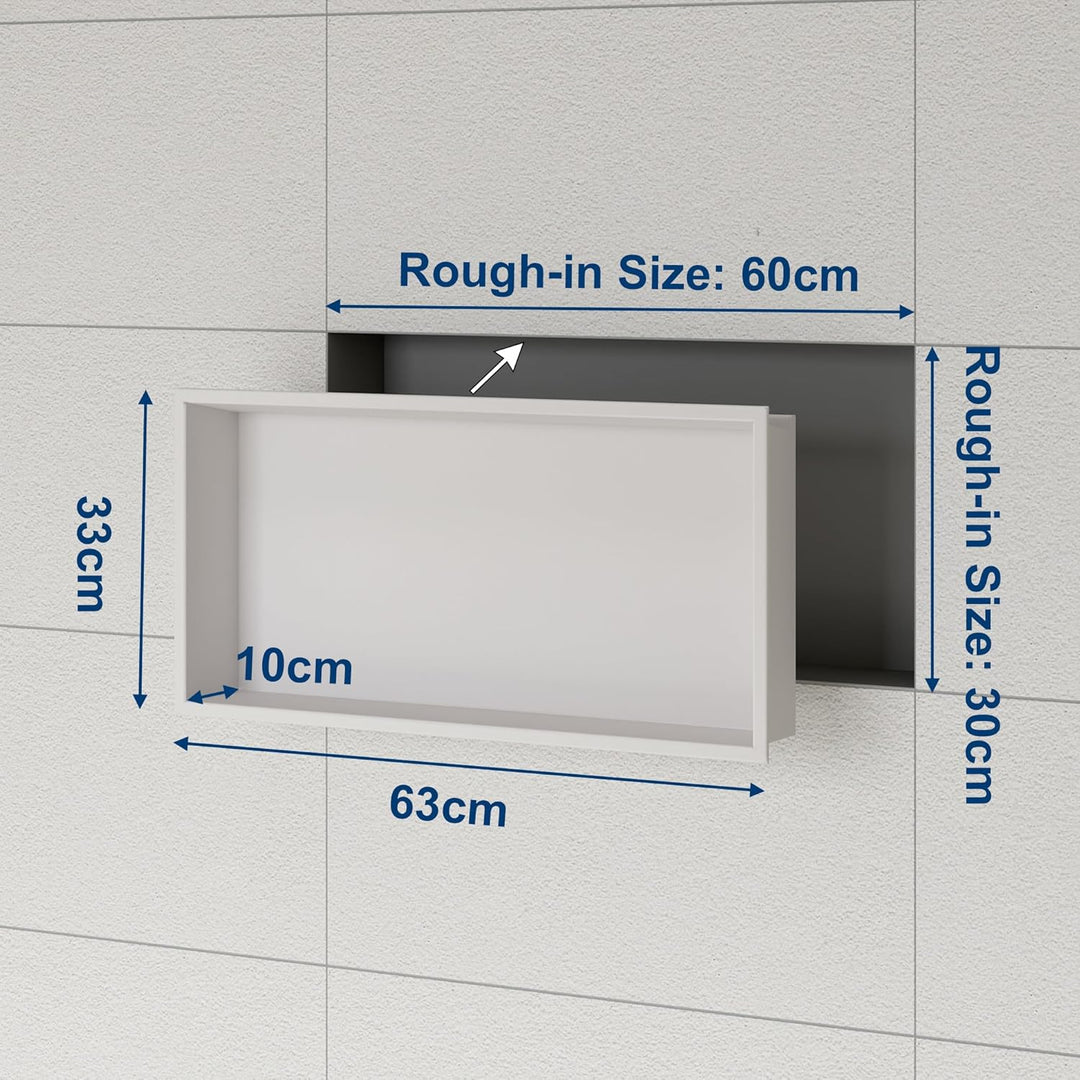 Neohomee Wandnische Dusche Edelstahl mit RGB LED-Licht, Eingebettete Duschnische Weiss Einzelregal L