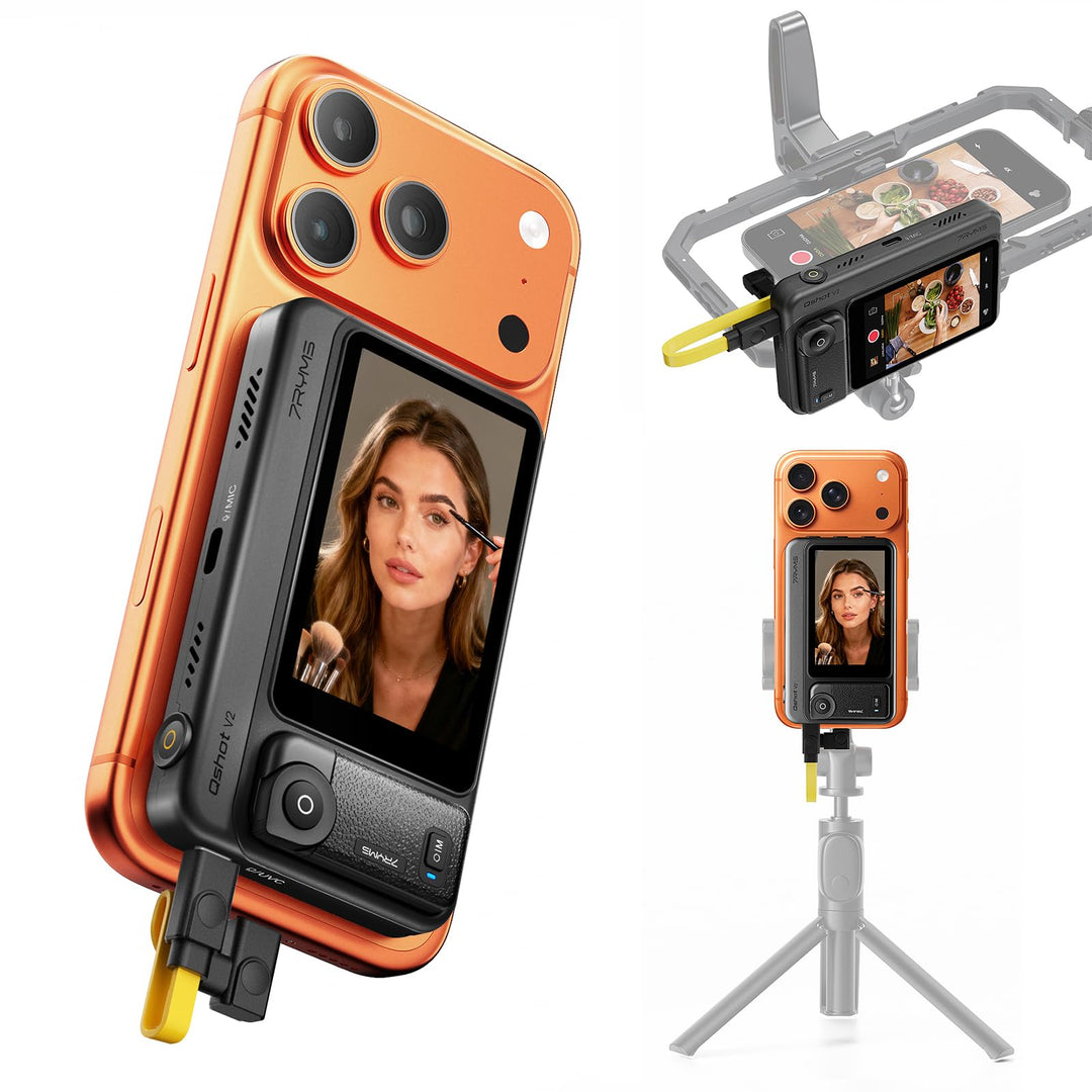 7RYMS Qshot V2 Selfie-Monitor-Bildschirm für iPhone & Android,4K 60fps magnetischer Rückkamera-Monit