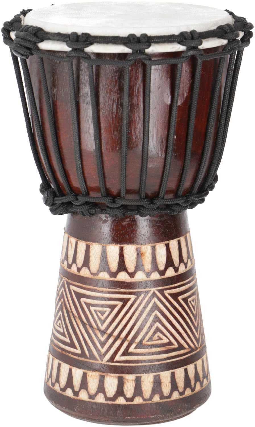 GURU SHOP Holztrommel, Percussion Rhythmus Klang Instrument, (Djembe) mit Schnitzereien in Verschied
