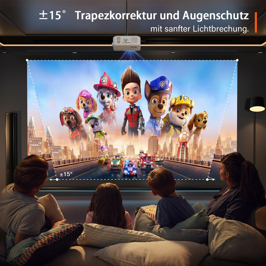 Mini Projektor, VOPLLS 24000L Full HD 1080P Unterstützt, Tragbar Video Beamer mit 50% Zoom, Heimkino