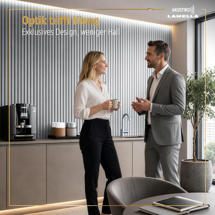 Akustiko Lamella Akustikpaneele 4 Stück 280x60cm - flexible Filz MDF Wandpaneele fugenlos - überlapp